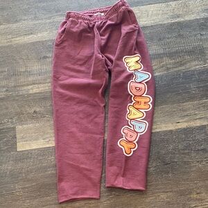 Madhappy Maroon Joggers with Multicolor Logo